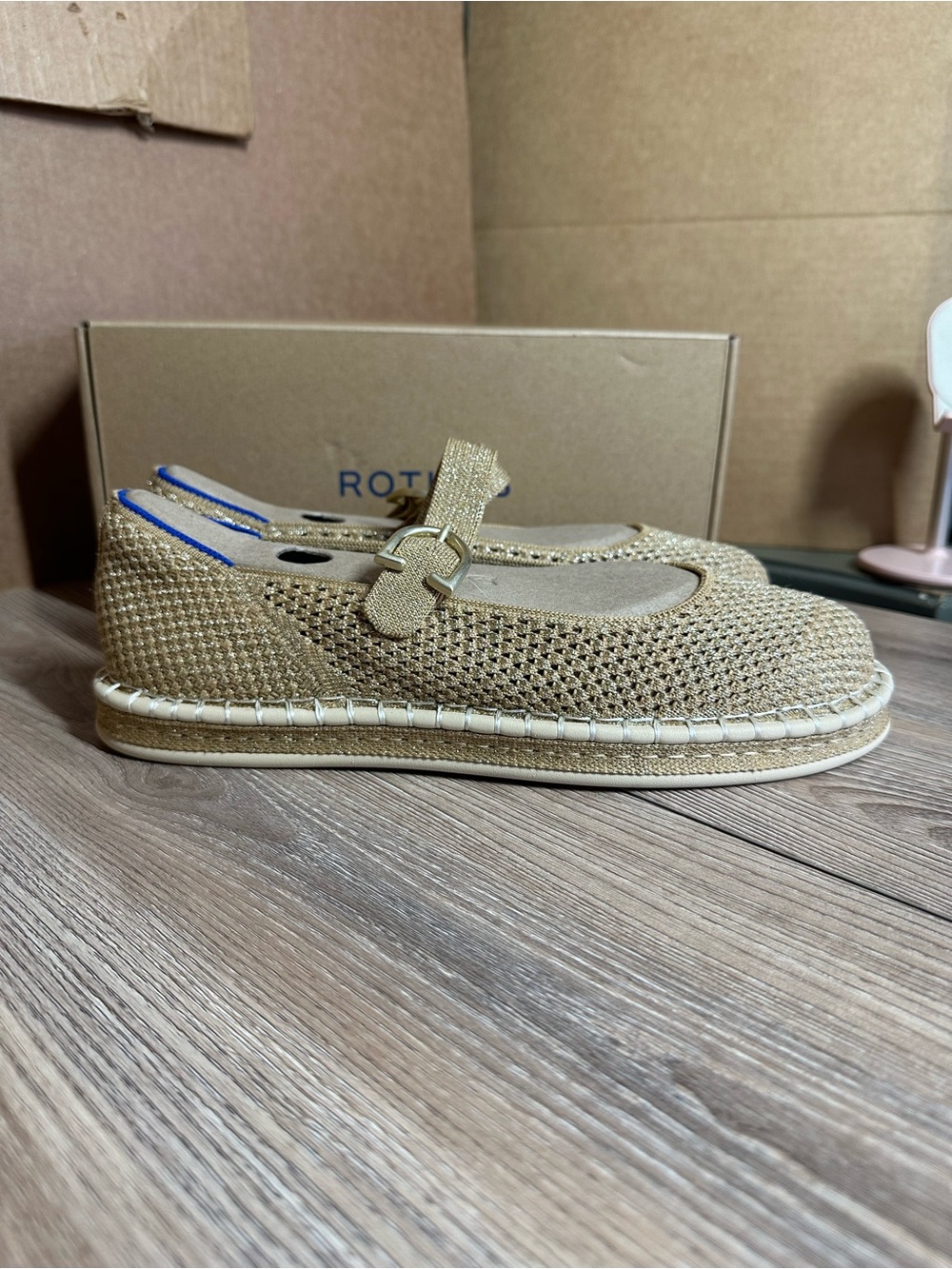 Rothy’s The Espadrille Mary Jane Metallic Golden Sun - Picture 7 of 16